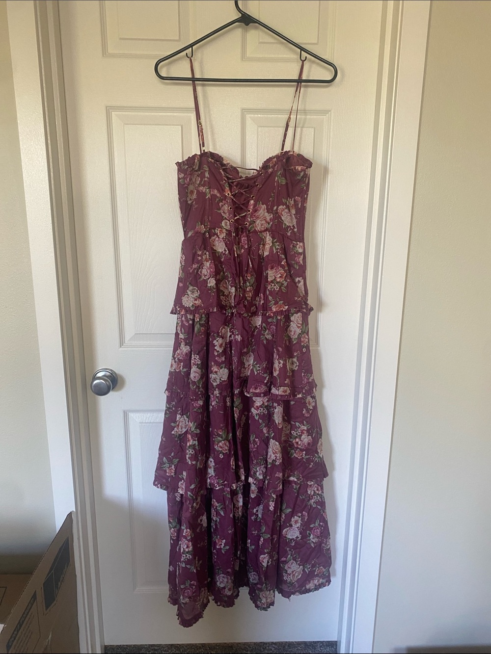 Altar'd State Rose Print Tiered Maxi Dress in Mauve - Picture 4 of 8